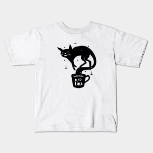 Bad luck , black cat and coffee Kids T-Shirt